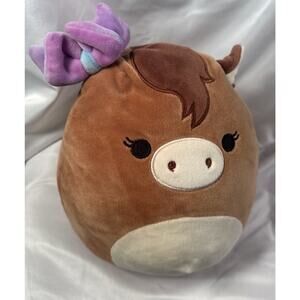 8" Squishmallows Tomar the Brown Horse Rare 2021 Rainbow bow KellyToy EUC